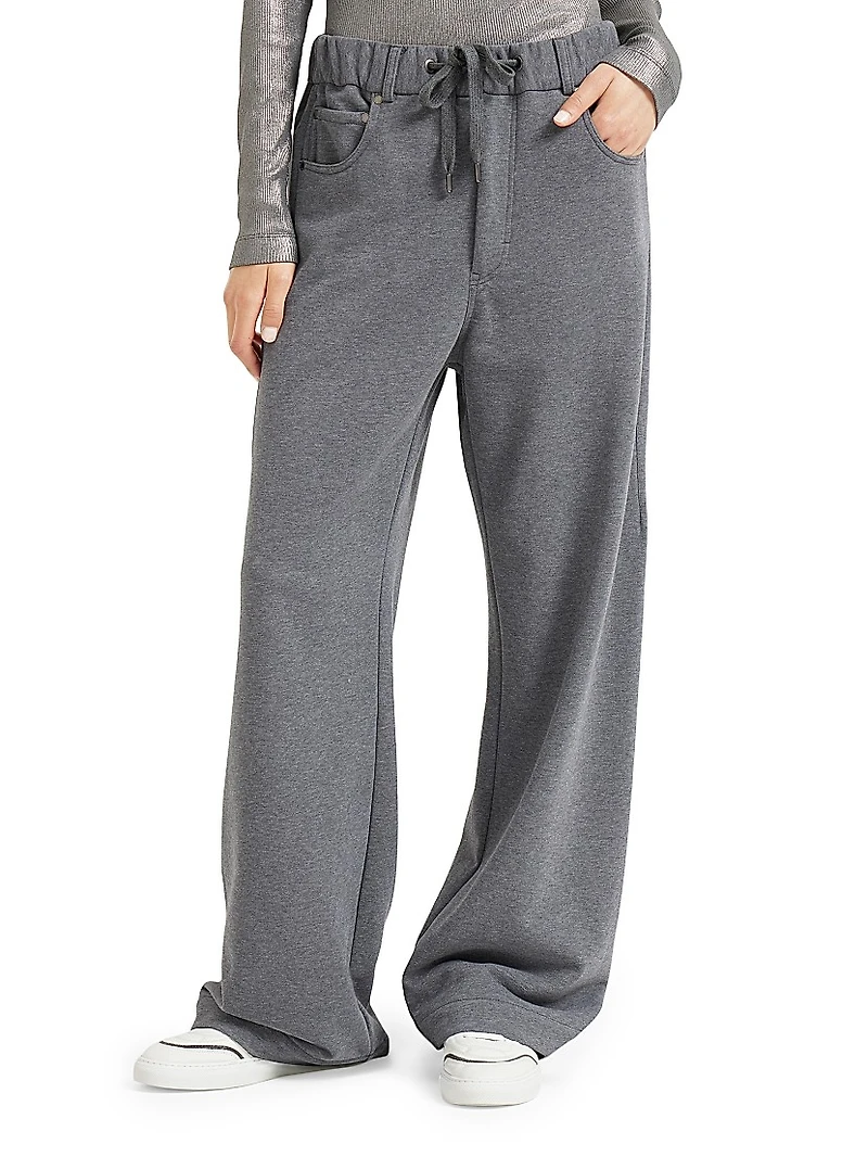 Cotton Smooth French Terry Loose Five Pocket Trousers