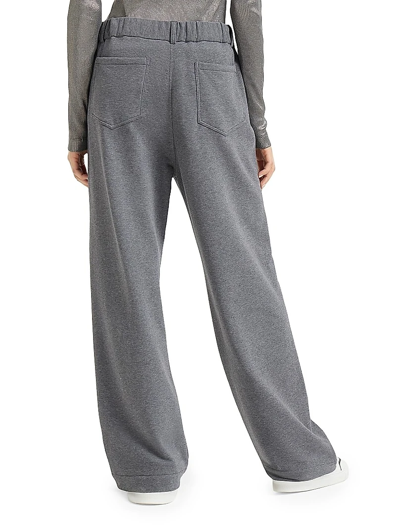 Cotton Smooth French Terry Loose Five Pocket Trousers