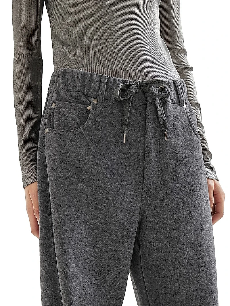 Cotton Smooth French Terry Loose Five Pocket Trousers