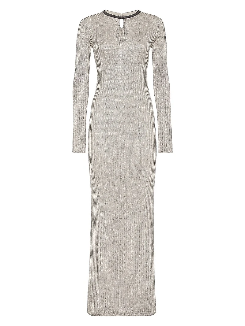 Sparkling Rib Knit Dress with Precious Collar