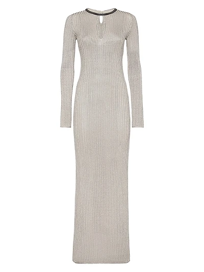 Sparkling Rib Knit Dress with Precious Collar