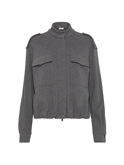 Cotton Smooth French Terry Outerwear Style Sweatshirt