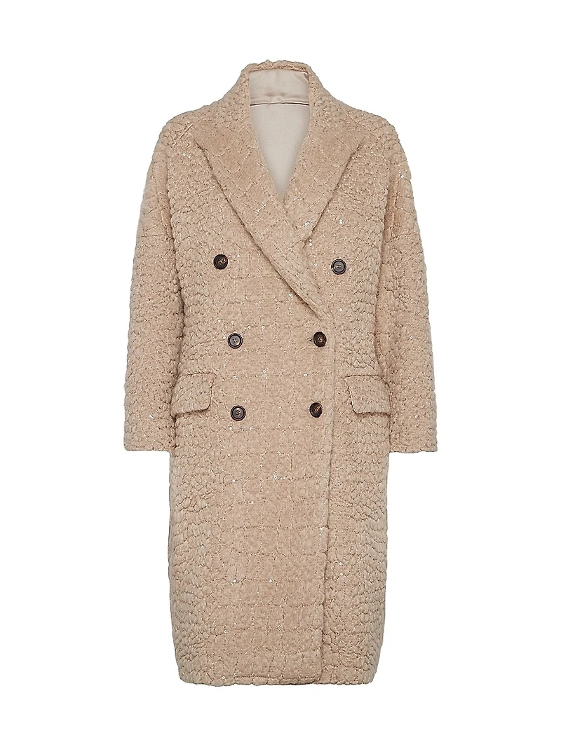 Virgin Wool and Mohair Coat with Dazzling Croc Motif