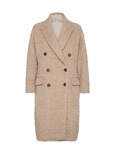 Virgin Wool and Mohair Coat with Dazzling Croc Motif