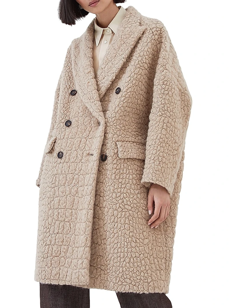 Virgin Wool and Mohair Coat with Dazzling Croc Motif