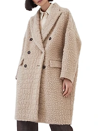 Virgin Wool and Mohair Coat with Dazzling Croc Motif