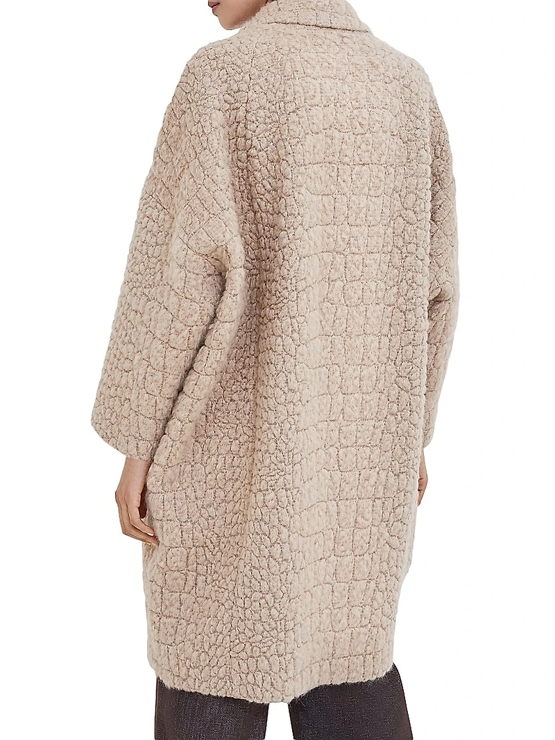 Virgin Wool and Mohair Coat with Dazzling Croc Motif
