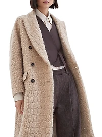 Virgin Wool and Mohair Coat with Dazzling Croc Motif