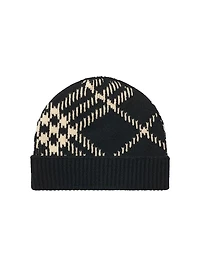 Check Cashmere Knit Beanie