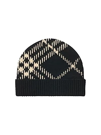 Check Cashmere Knit Beanie