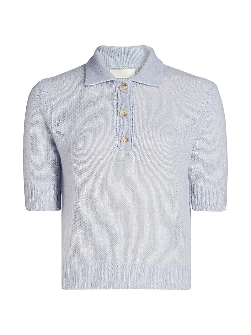 Sea Breeze Cashmere-Silk Polo Sweater