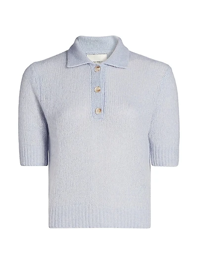 Sea Breeze Cashmere-Silk Polo Sweater