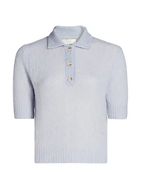 Sea Breeze Cashmere-Silk Polo Sweater