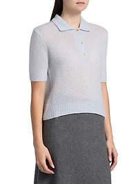 Sea Breeze Cashmere-Silk Polo Sweater