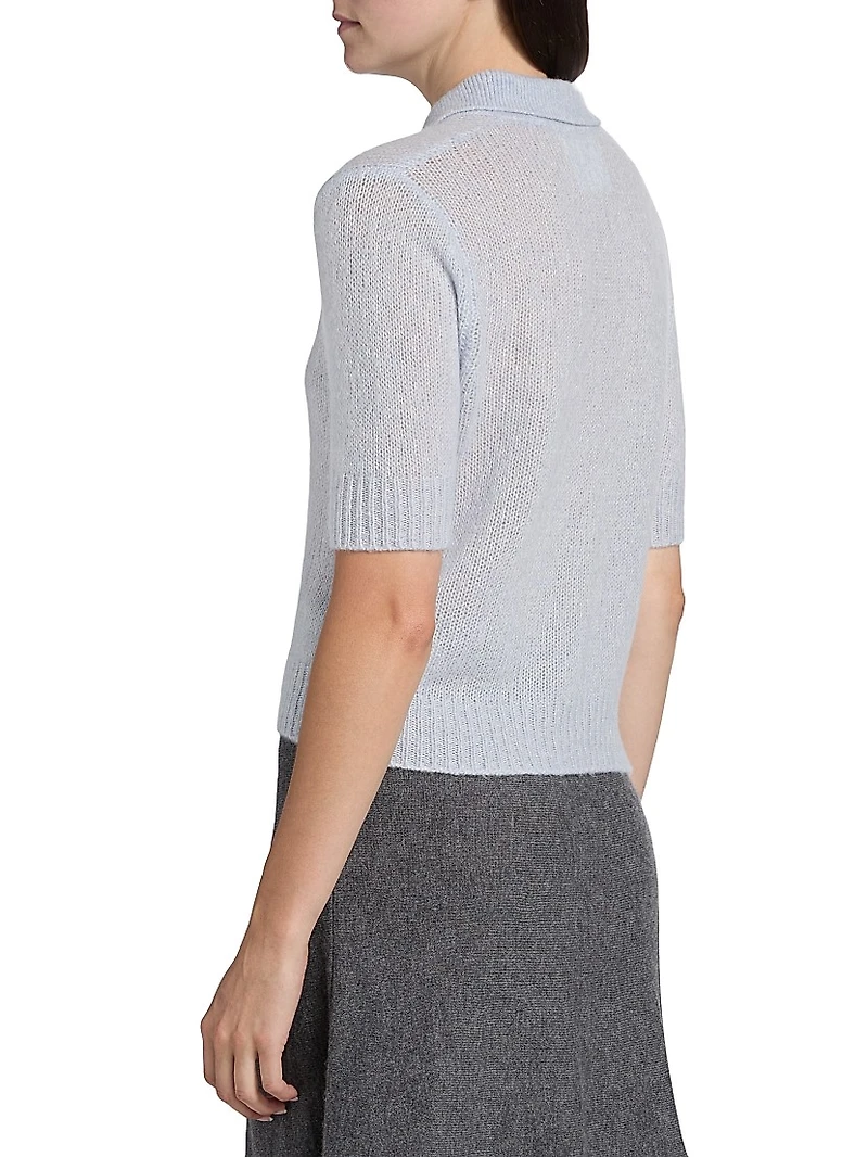 Sea Breeze Cashmere-Silk Polo Sweater