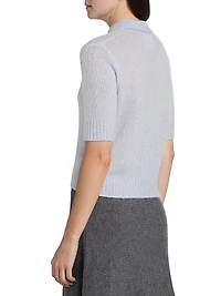 Sea Breeze Cashmere-Silk Polo Sweater