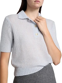 Sea Breeze Cashmere-Silk Polo Sweater