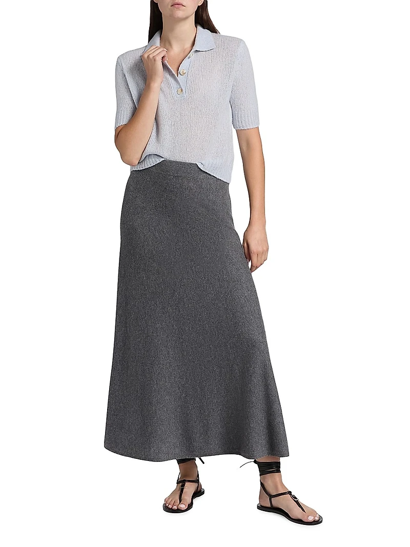 Sea Breeze Cashmere-Silk Polo Sweater