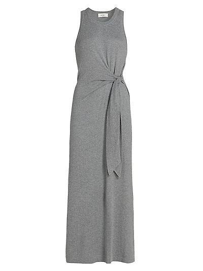 Deep Cloud Cotton-Cashmere Tie-Waist Maxi-Dress