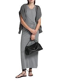 Deep Cloud Cotton-Cashmere Tie-Waist Maxi-Dress