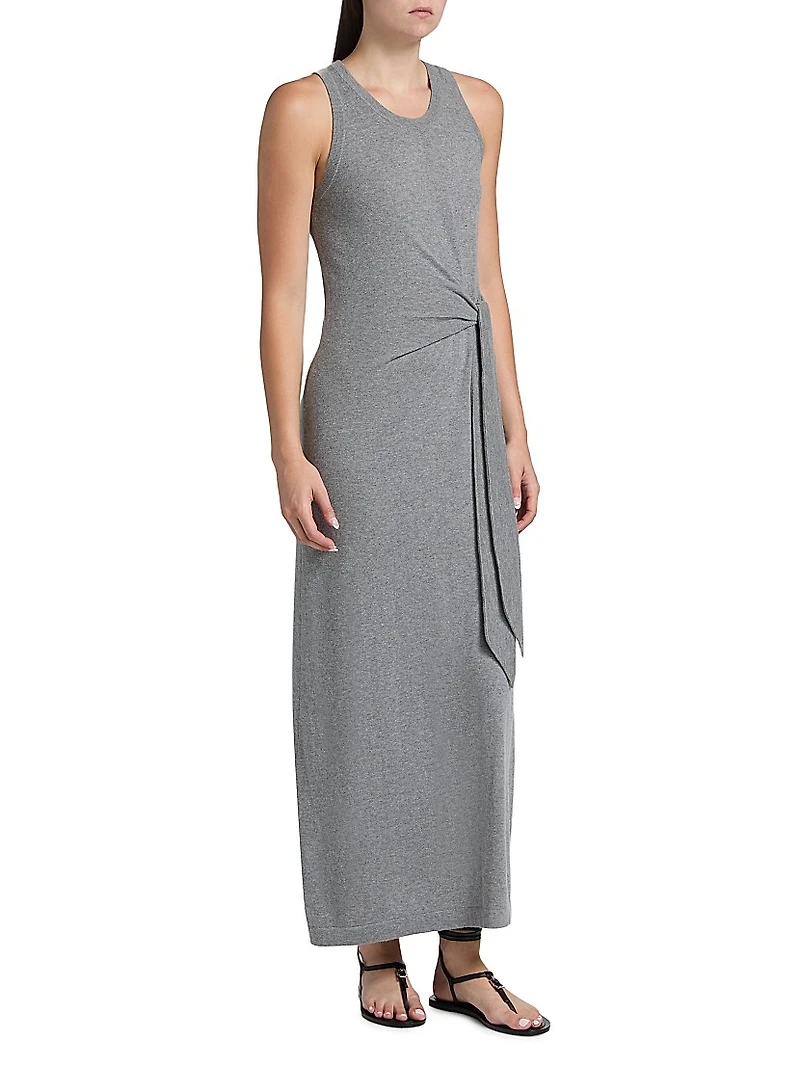 Deep Cloud Cotton-Cashmere Tie-Waist Maxi-Dress