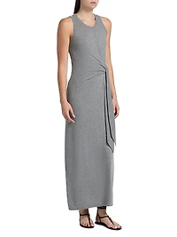 Deep Cloud Cotton-Cashmere Tie-Waist Maxi-Dress