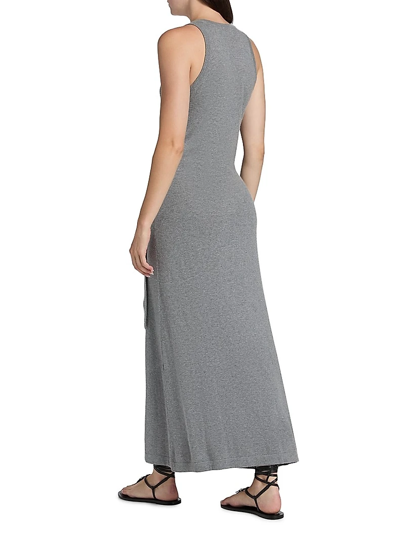 Deep Cloud Cotton-Cashmere Tie-Waist Maxi-Dress