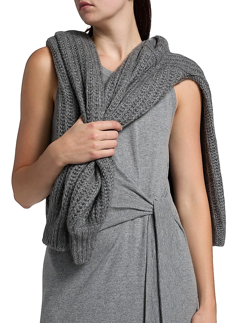 Deep Cloud Cotton-Cashmere Tie-Waist Maxi-Dress