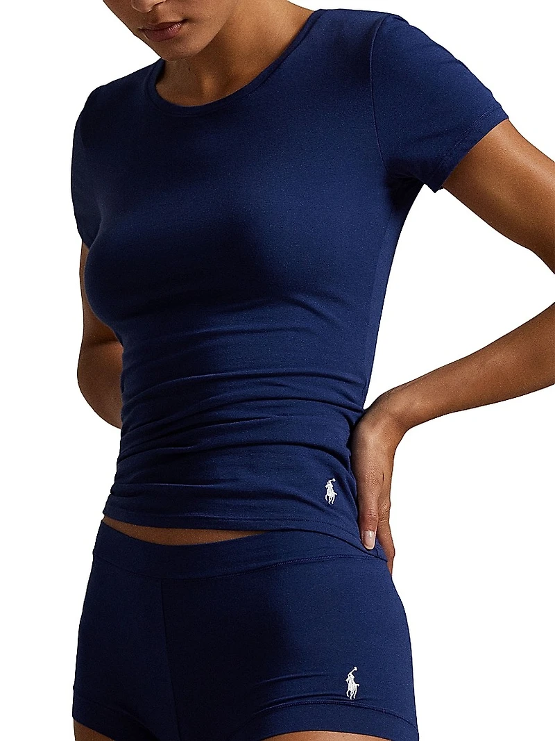 Stretch-Cotton-Blend T-Shirt & Boy Shorts Set