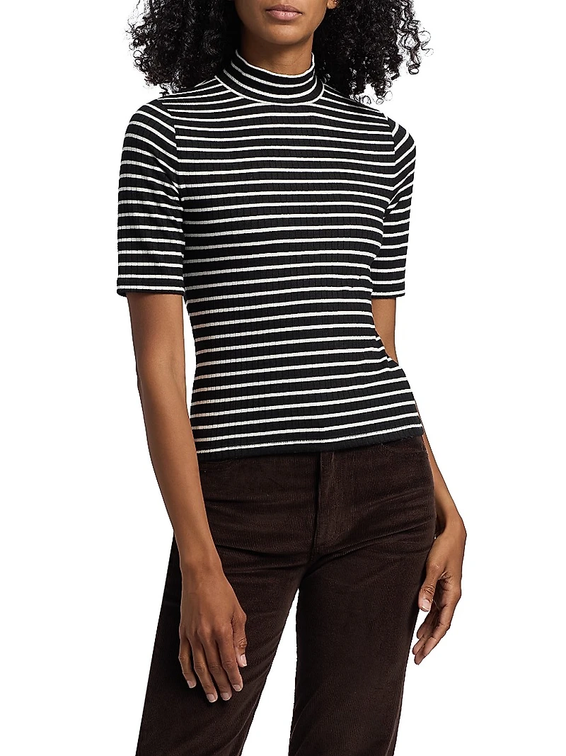 The Knit Striped Rib-Knit T-Shirt