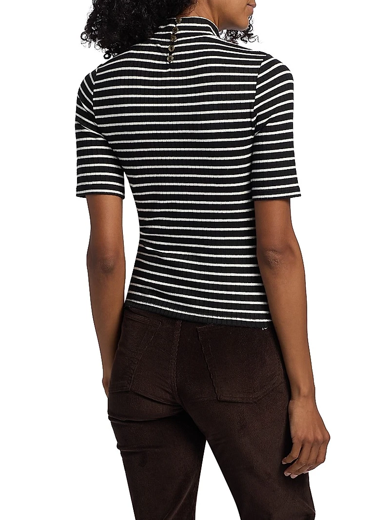 The Knit Striped Rib-Knit T-Shirt
