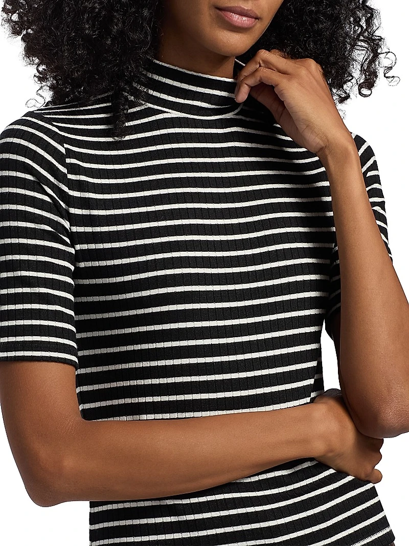 The Knit Striped Rib-Knit T-Shirt