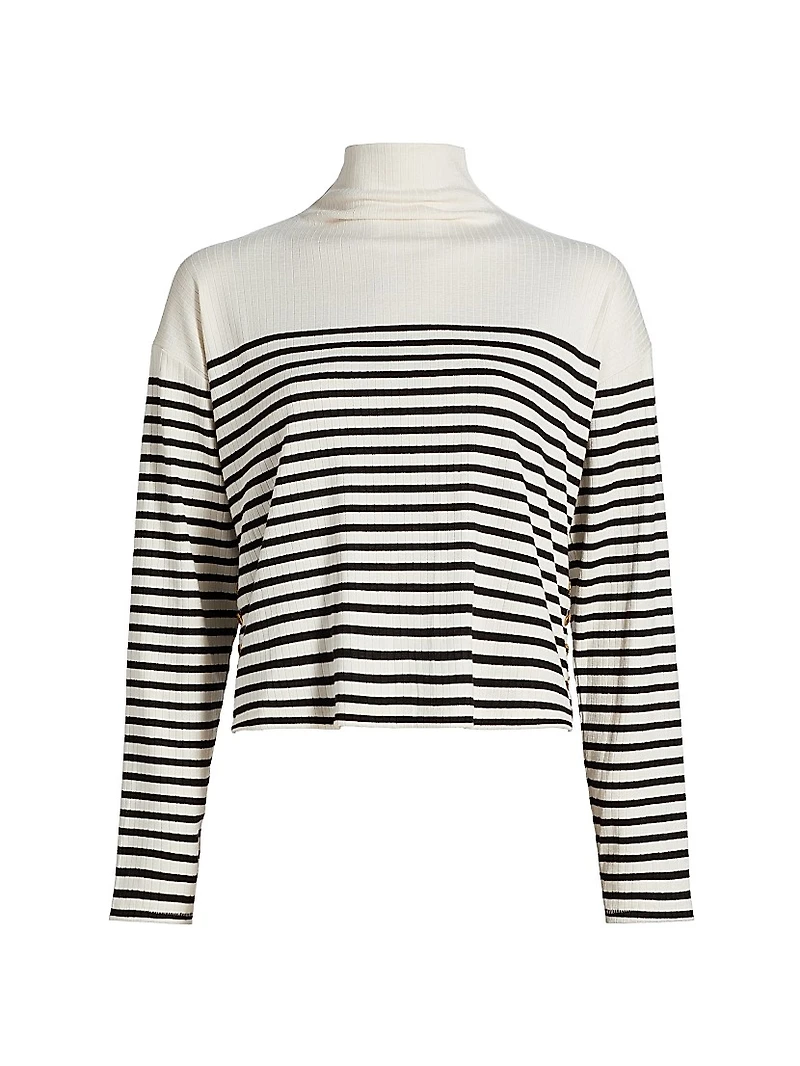 The Knit Striped Turtleneck Long-Sleeve Top