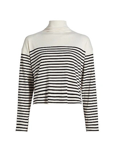 The Knit Striped Turtleneck Long-Sleeve Top