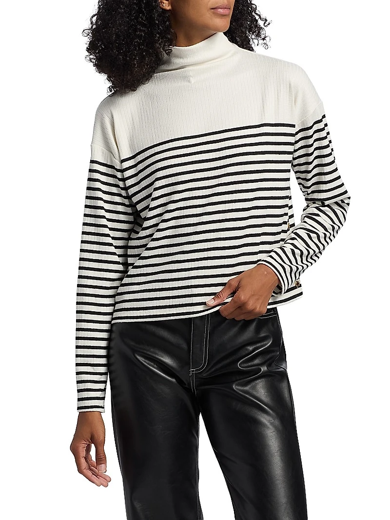 The Knit Striped Turtleneck Long-Sleeve Top
