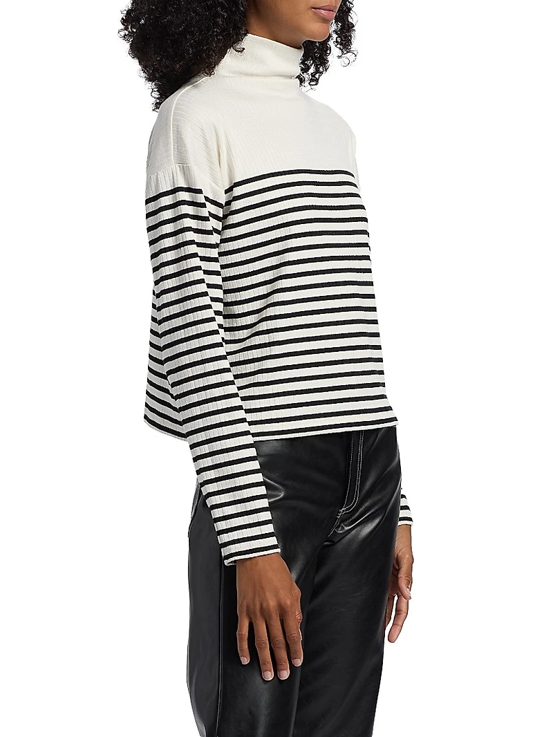 The Knit Striped Turtleneck Long-Sleeve Top