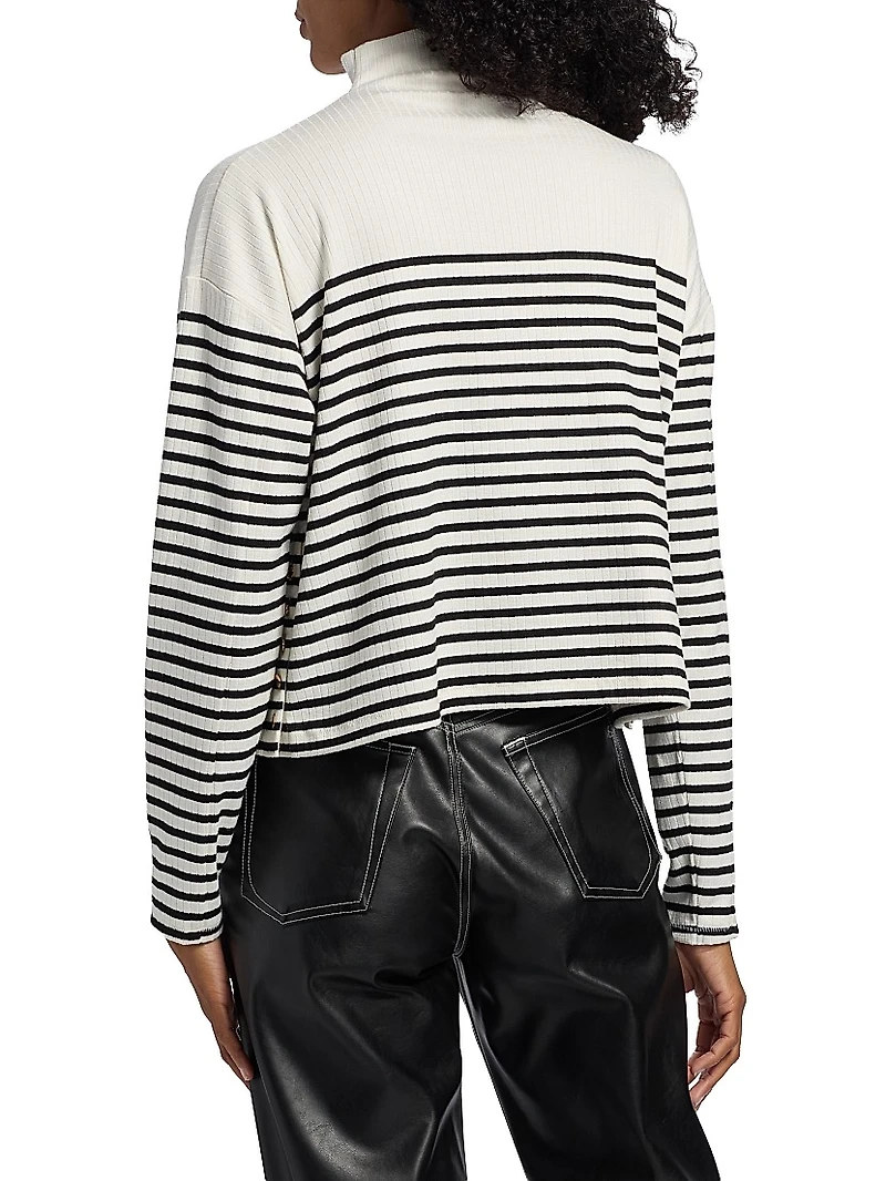 The Knit Striped Turtleneck Long-Sleeve Top