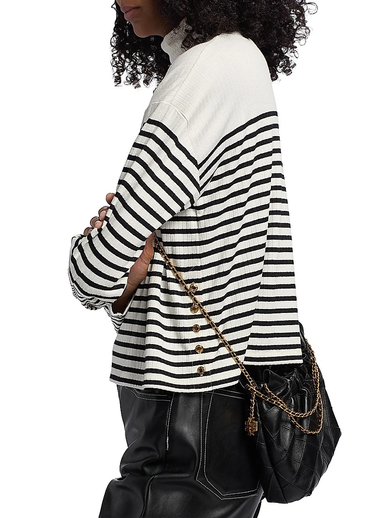 The Knit Striped Turtleneck Long-Sleeve Top