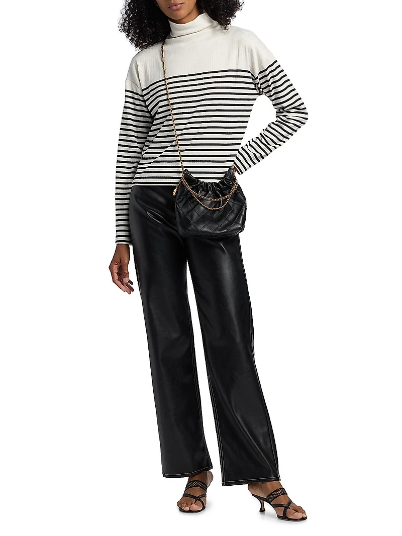 The Knit Striped Turtleneck Long-Sleeve Top