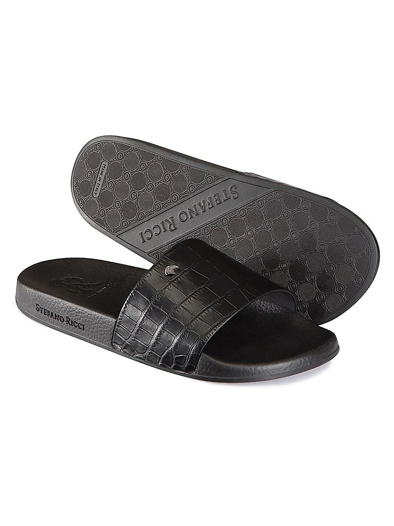 Crocodile Leather Slides