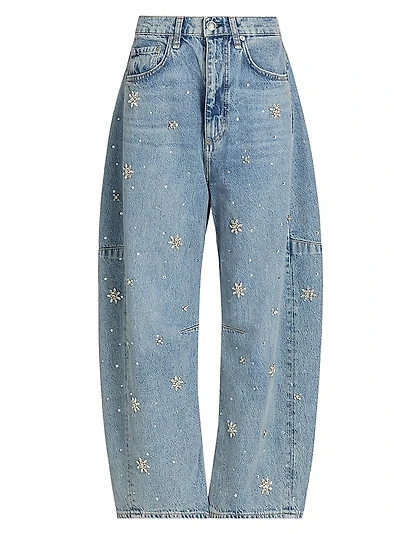 Charlie Embellished High-Rise Ankle Barrel Jeans