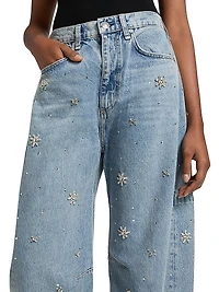 Charlie Embellished High-Rise Ankle Barrel Jeans