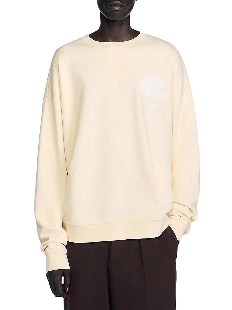 Sweatshirt with Flower Patch