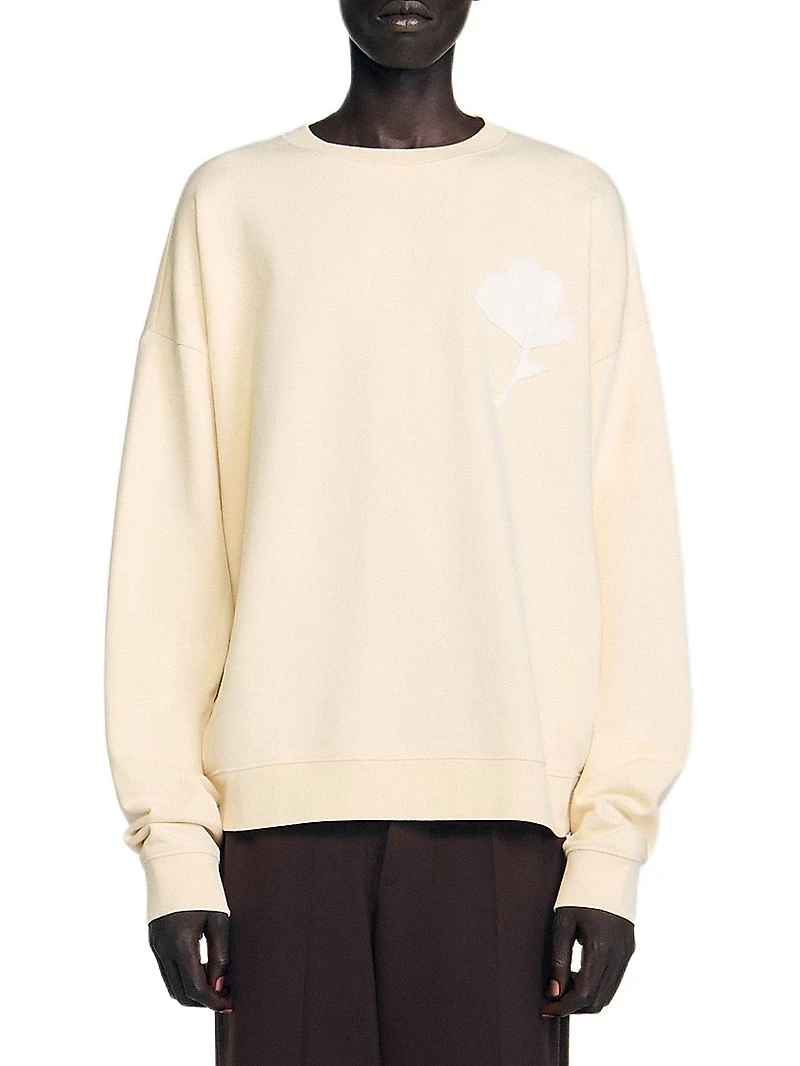 Sweatshirt with Flower Patch