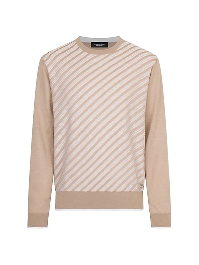 Cotton and Silk Jacquard Knit Sweater