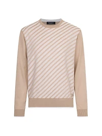 Cotton and Silk Jacquard Knit Sweater