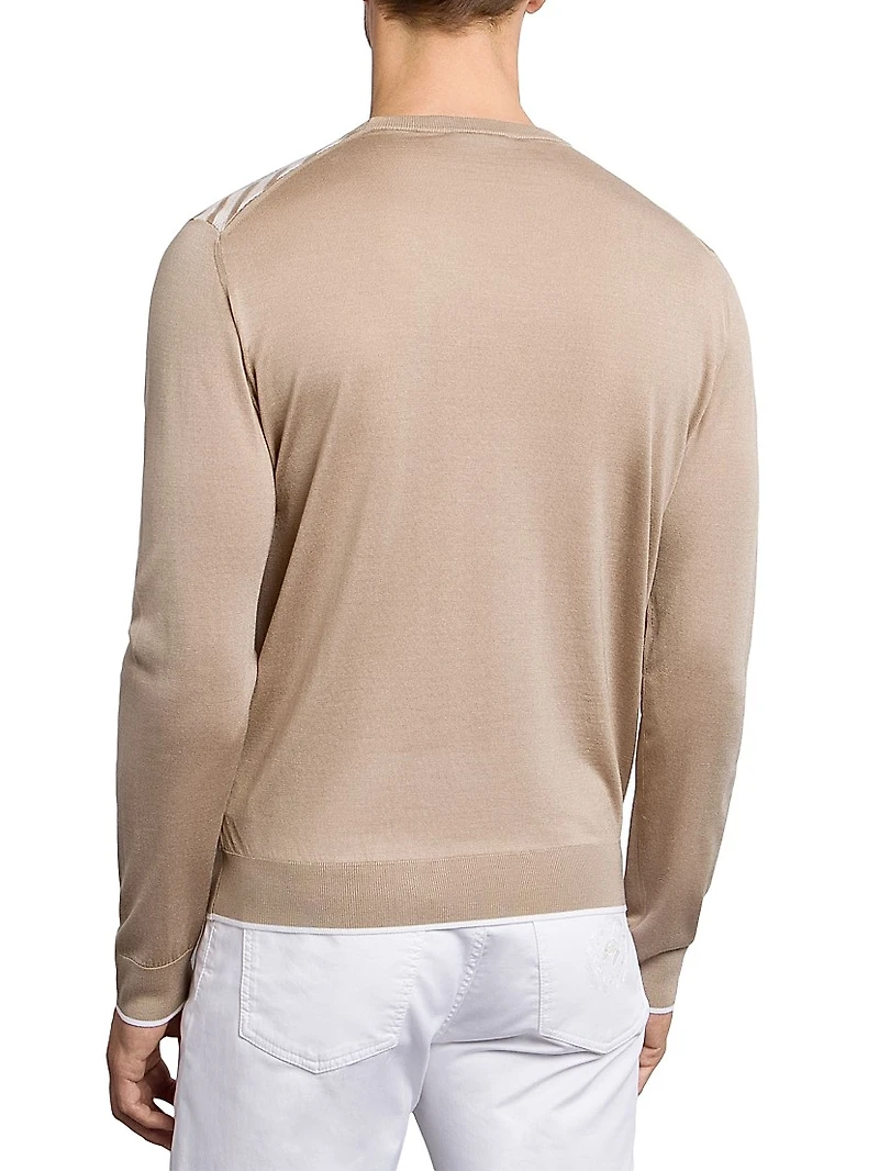 Cotton and Silk Jacquard Knit Sweater
