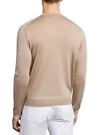 Cotton and Silk Jacquard Knit Sweater