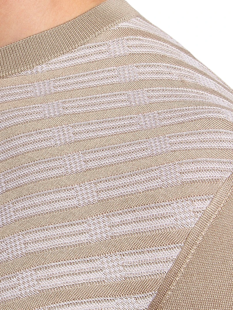 Cotton and Silk Jacquard Knit Sweater