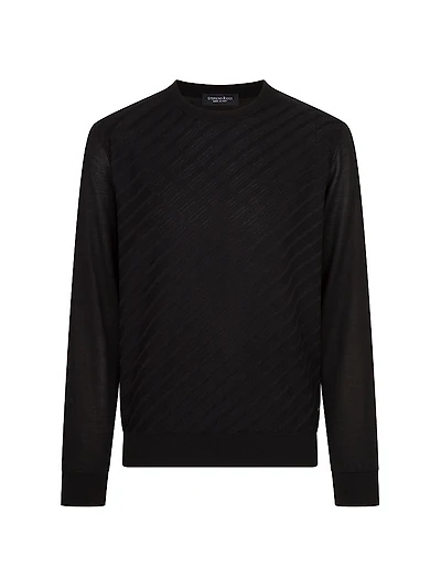 Cotton and Silk Jacquard Knit Sweater